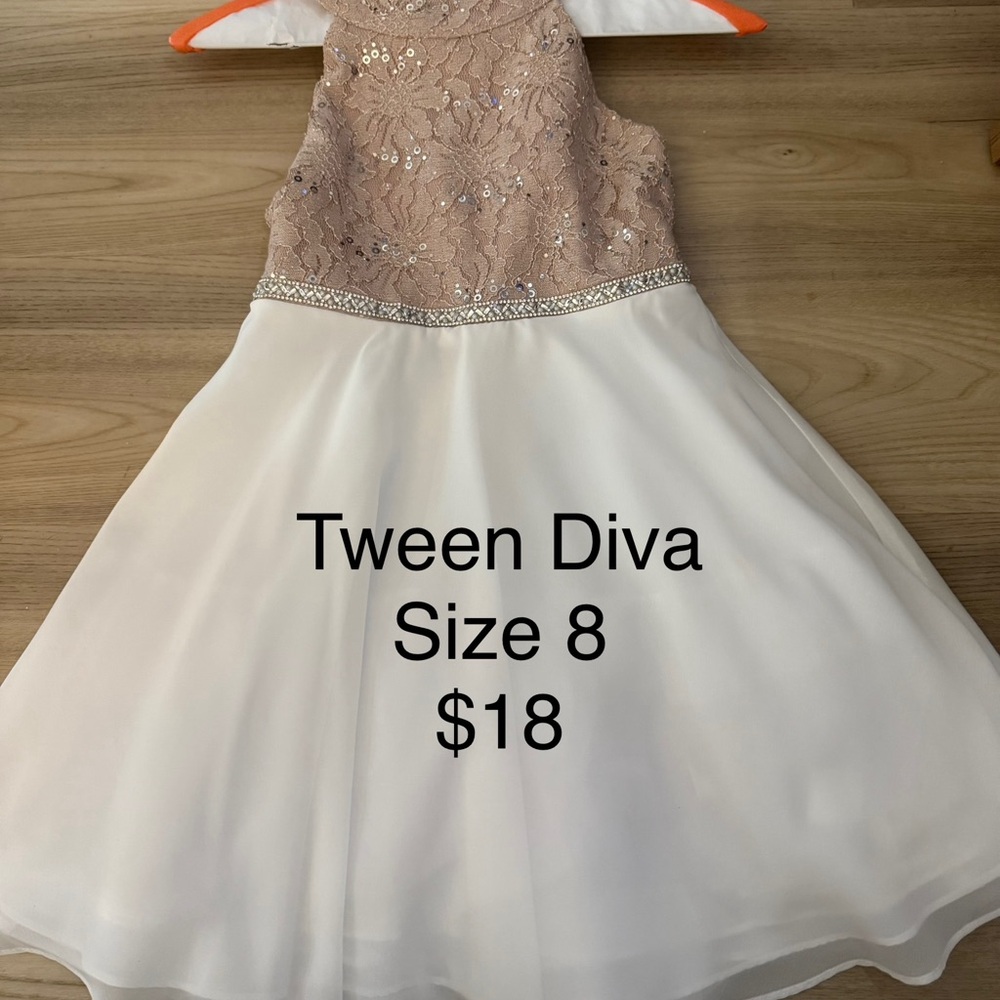 Elegant Formal Dress - White and Tan